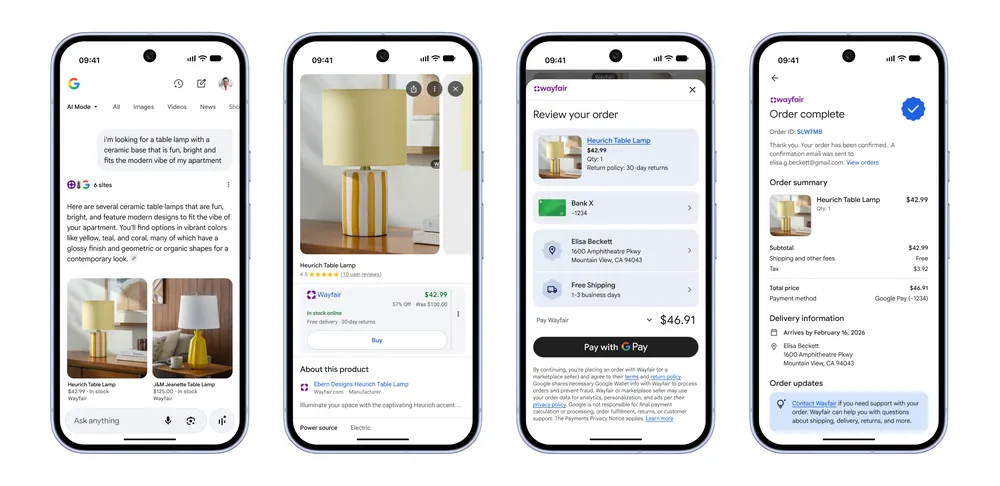 UCP-powered buy button inside Google AI Mode enabling checkout without leaving the conversation